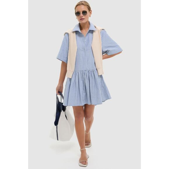 TUCKERNUCK Blue Stripe Piper Shirt Dress Size XS NWT Retail $148 Tuckernuck - Picture 7 of 8